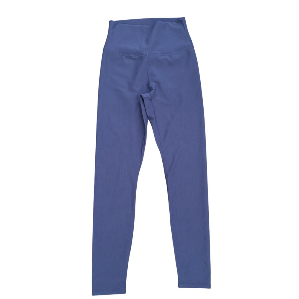 WILO Ribbed High Waist Leggings Blue Athleisure Workout Pants Size‎ S - Picture 2 of 5